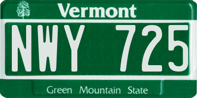 VT license plate NWY725