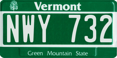 VT license plate NWY732