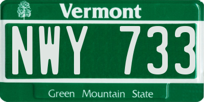 VT license plate NWY733