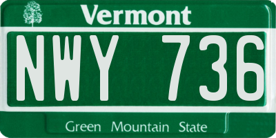 VT license plate NWY736
