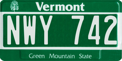 VT license plate NWY742