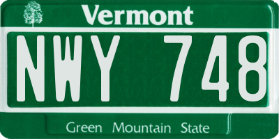 VT license plate NWY748