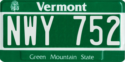 VT license plate NWY752