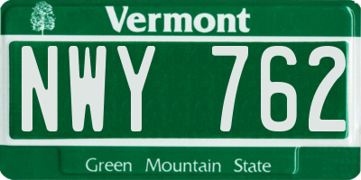 VT license plate NWY762