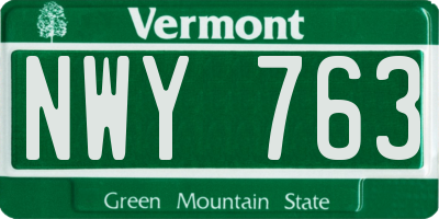 VT license plate NWY763