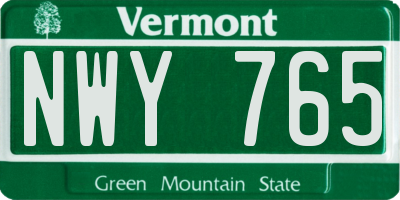 VT license plate NWY765