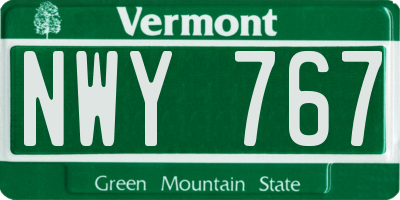 VT license plate NWY767