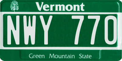 VT license plate NWY770