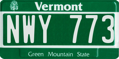 VT license plate NWY773