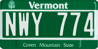 VT license plate NWY774