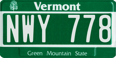 VT license plate NWY778