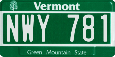 VT license plate NWY781