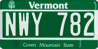 VT license plate NWY782