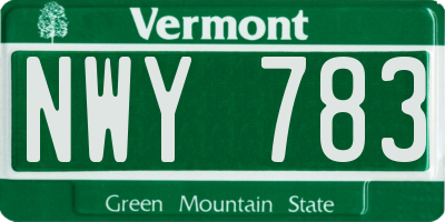 VT license plate NWY783