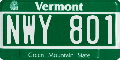 VT license plate NWY801