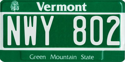 VT license plate NWY802