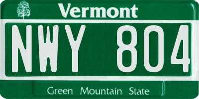 VT license plate NWY804