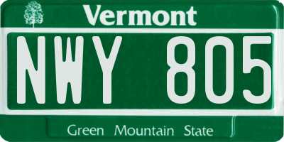 VT license plate NWY805