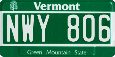 VT license plate NWY806