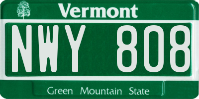 VT license plate NWY808