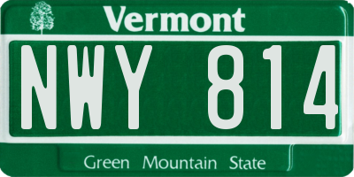 VT license plate NWY814