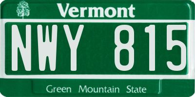 VT license plate NWY815