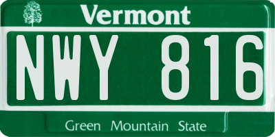 VT license plate NWY816