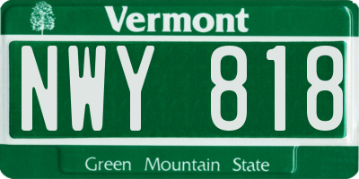 VT license plate NWY818