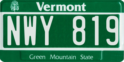 VT license plate NWY819