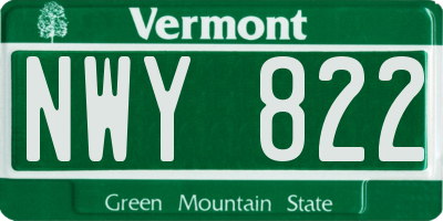 VT license plate NWY822