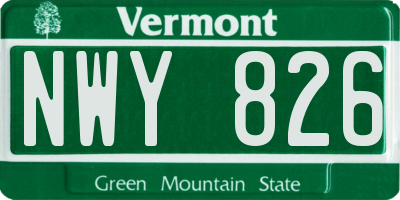 VT license plate NWY826