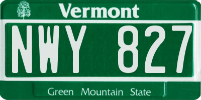 VT license plate NWY827