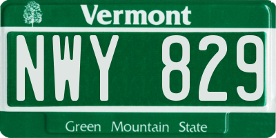 VT license plate NWY829