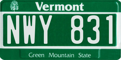 VT license plate NWY831