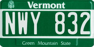 VT license plate NWY832
