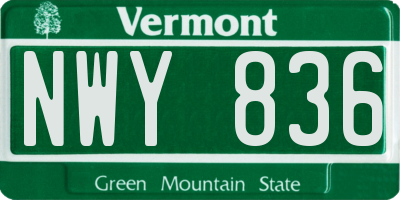 VT license plate NWY836