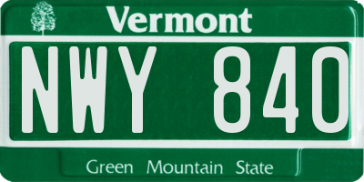 VT license plate NWY840