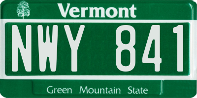 VT license plate NWY841
