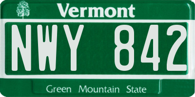VT license plate NWY842