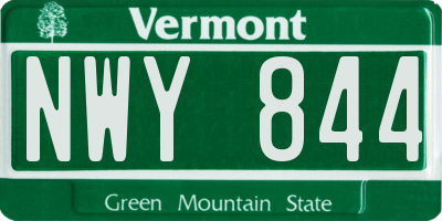 VT license plate NWY844