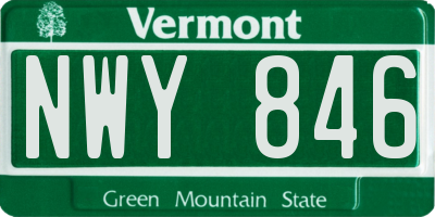 VT license plate NWY846