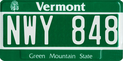 VT license plate NWY848