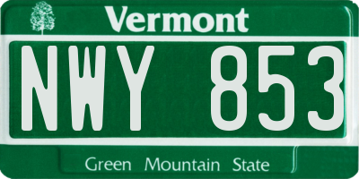 VT license plate NWY853