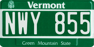 VT license plate NWY855