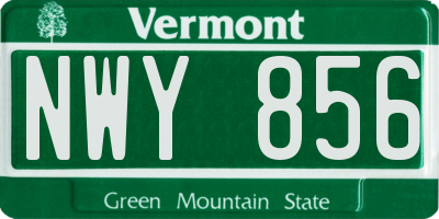 VT license plate NWY856