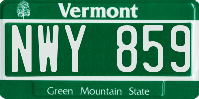 VT license plate NWY859