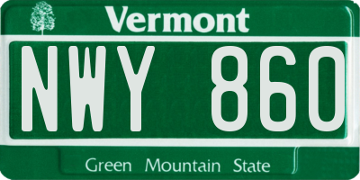VT license plate NWY860
