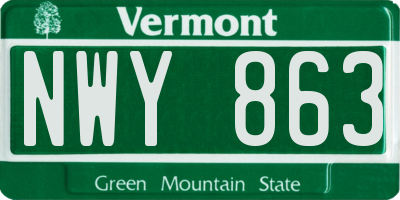 VT license plate NWY863