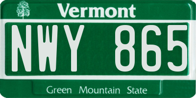 VT license plate NWY865