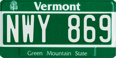 VT license plate NWY869